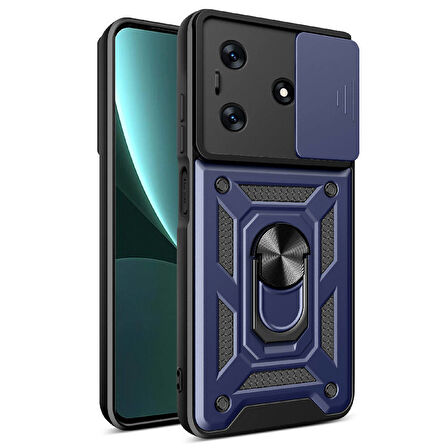 Tecno Spark 10 4G Kılıf Magnetik Standlı Kamera Korumalı Sürgülü Vega Kapak Kılıf