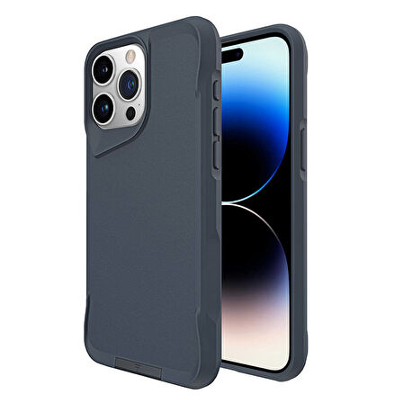 iPhone 15 Pro Max Uyumlu Zore AirBag Kenarlı T-Max Mat Standlı Kılıf-Gri