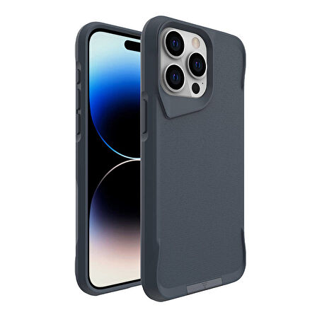 Apple iPhone 15 Pro Max Kılıf Zore Airbag Kenarlı T-Max Mat Standlı Kapak-Gri