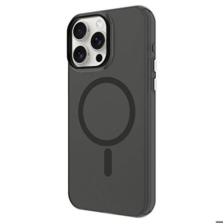 iPhone 15 Pro Uyumlu Zore Magsafe Şarj Özellikli Buzlu Transparan C-Pro Sert Kapak-Renksiz