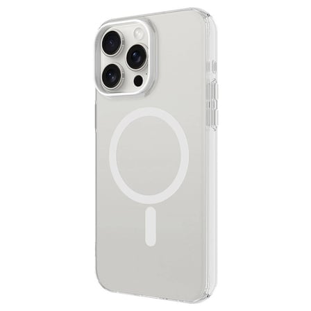 iPhone 15 Pro Uyumlu NRTK Magsafe Şarj Özellikli Buzlu Transparan C-Pro Sert Kılıf-Koyu Gri