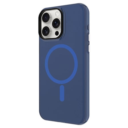 iPhone 15 Pro Max Uyumlu NRTK Magsafe Şarj Özellikli Buzlu Transparan C-Pro Sert Kılıf-Koyu Gr