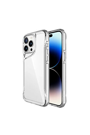 Apple iPhone 15 Pro Max Kılıf Eğimli Kamera Dizayn Sert Şeffaf Silikon