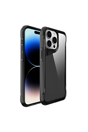 Apple iPhone 15 Pro Max Kılıf Eğimli Kamera Dizayn Sert Şeffaf Silikon