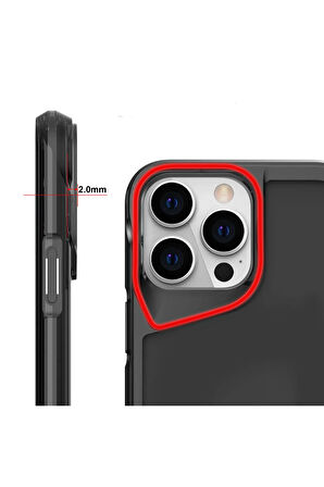 Apple iPhone 15 Pro Max Kılıf Eğimli Kamera Dizayn Sert Şeffaf Silikon