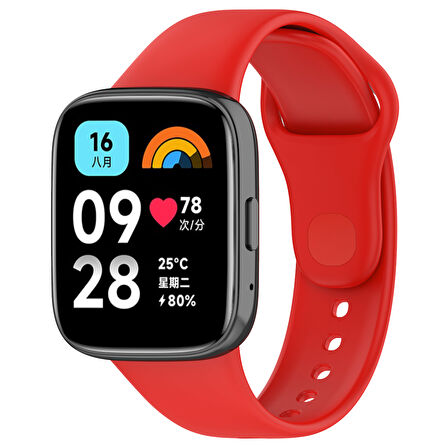 Xiaomi Redmi Watch 3 Active Uyumlu Klasik Zore Kordon-Kırmızı