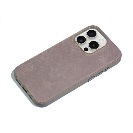 iPhone 15 Pro Max Uyumlu Zore Mikro Fiber Mimoza Kapak-Kahverengi