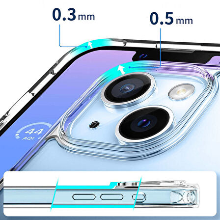iPhone 15 Plus Uyumlu Magsafe Şarj Özellikli Şeffaf Sert PC Zore Embos Kılıf-Renksiz