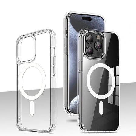 iPhone 15 Pro Max Kılıf Kalın Silikon MagSafe Kamera Yükseltili Şeffaf Novatech