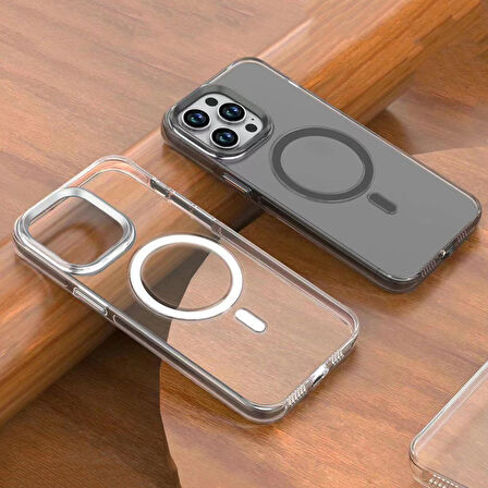 iPhone 15 Pro Max Uyumlu Zore Wireless Şarj Özellikli Şeffaf Efsane Kılıf-Renksiz