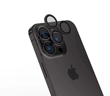 iPhone 15 Pro Uyumlu Zore CL-15 Parmak İzi Bırakmayan Anti-RefCLOive Kamera Koruyucu-Siya