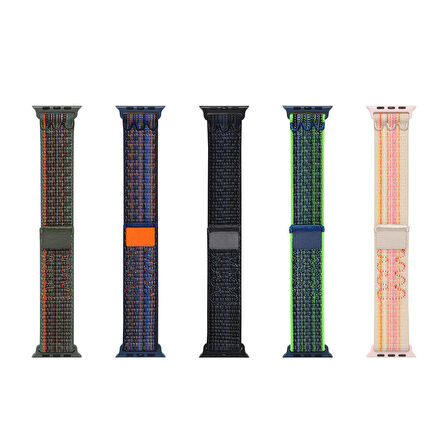 Watch Ultra 49mm Uyumlu KRD-91 Hasır Kordon Strap Kayış CLO- Yeşil