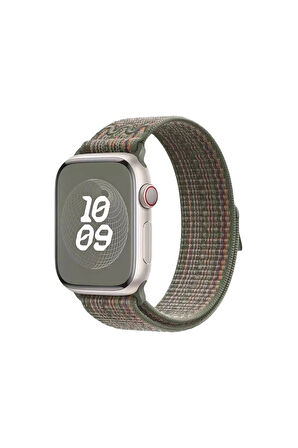 Apple Watch 42mm Uyumlu Krd-91 Hasır Kordon Strap Kayış - Koyu Yeşil