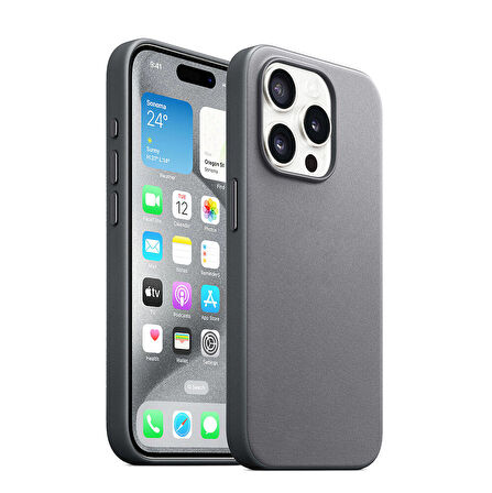 iPhone 15 Pro Uyumlu Zore Magsafe Şarj Özellikli Mikro Fiber Optimal Kılıf-Gri