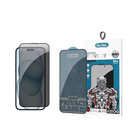 Apple İphone 15 Plus Lopard 9d Full Cover Privacy Temperli Cam Ekran Koruyucu