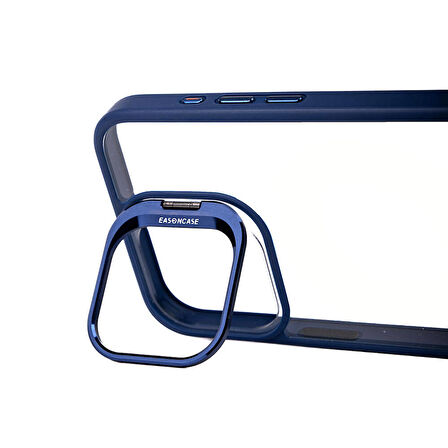 iPhone 15 Pro Uyumlu Kamera Lens Korumalı Standlı Zore Klon Lensli Kapak-Gri