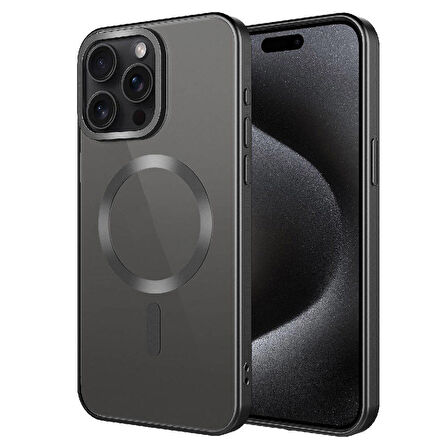 iPhone 15 Pro Max Uyumlu Mat Tasarımlı Magsafe Wireless Şarj Özellikli Zore Mat Setro Kapak-Si