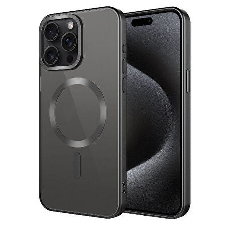 iPhone 15 Pro Max Uyumlu Mat Tasarımlı Magsafe Wireless Şarj Özellikli Zore Mat Setro Kılıf-Si