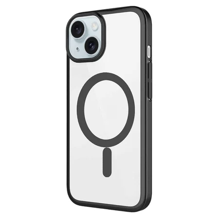 iPhone 15 Plus Uyumlu Wireless Şarj Özellikli Sert PC Zore Mat Riksos Magsafe Kılıf-Sarı