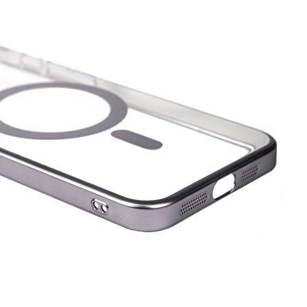 iPhone 15 Pro Uyumlu Wireless Şarj Özellikli Sert PC Zore Mat Riksos Magsafe Kılıf-Siyah