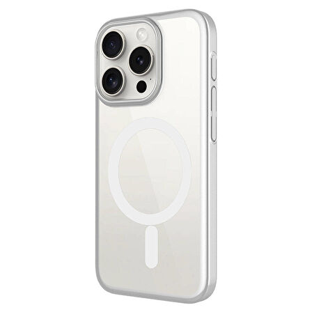 iPhone 15 Pro Max Uyumlu Wireless Şarj Özellikli Sert PC Zore Mat Riksos Magsafe Kılıf-Siyah