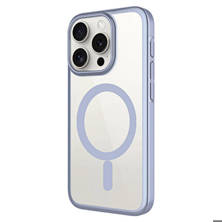 iPhone 15 Pro Max Uyumlu Wireless Şarj Özellikli Sert PC Zore Mat Riksos Magsafe Kapak-Gümüş