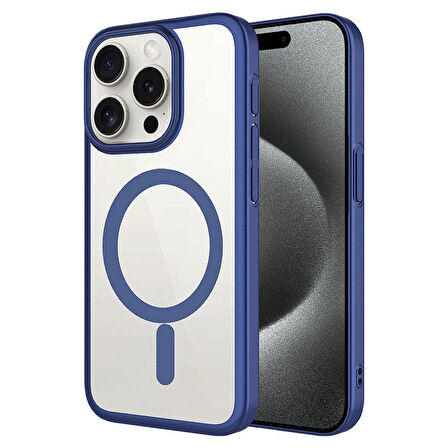 iPhone 15 Pro Max Uyumlu Wireless Şarj Özellikli Sert PC Zore Mat Riksos Magsafe Kapak-Laciver