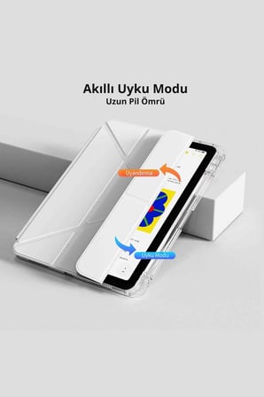 Fuchsia Galaxy Tab S10 10.9 inç ile Uyumlu Kalem Bölmeli Katlanabilir Standlı Tri Folding Tablet Kılıfı