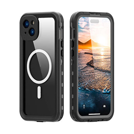 iPhone 15 Uyumlu 1-1 Su Geçirmez Kılıf-Siyah