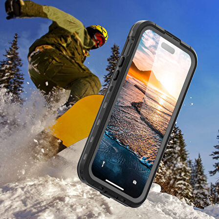 iPhone 15 Uyumlu 1-1 Su Geçirmez Kılıf-Siyah