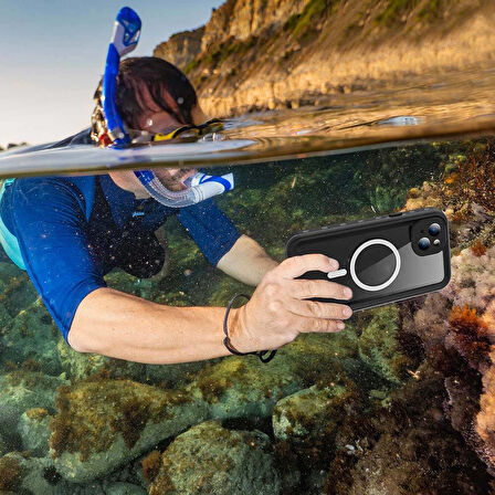 iPhone 15 Plus Uyumlu 1-1 Su Geçirmez Kılıf-Siyah