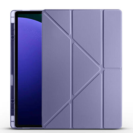 Samsung Galaxy Tab S9 Ultra Kılıf Tri Folding Kalem Bölmeli Standlı Kılıf