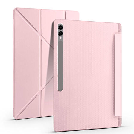 Galaxy Tab S9 Ultra Kılıf  Uyumlu ​EFFX Tri Folding Kalem Bölmeli Standlı Kılıf-Lacivert