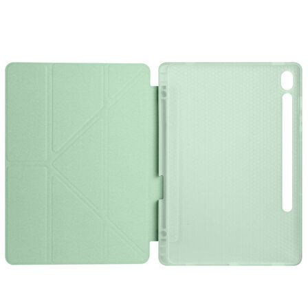 Galaxy Tab S9 Kılıf Zore Tri Folding Kalem Bölmeli Standlı Kılıf-Siyah