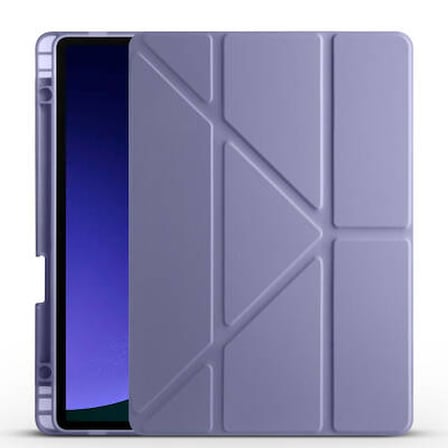 Lexroo Galaxy Tab S10 FE Tri Folding Kalem Bölmeli Standlı Silikon Kılıf - Mor
