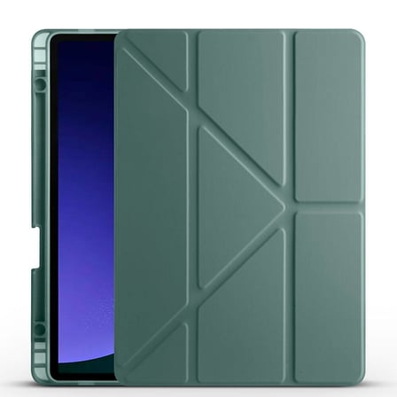 Galaxy Tab S9 Kılıf  Uyumlu ​ALT Tri Folding Kalem Bölmeli Standlı Kılıf-Koyu Yeşil