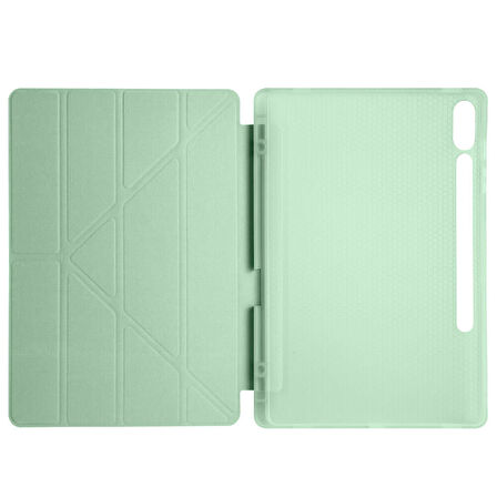 Galaxy Tab S9 Plus Kılıf  Uyumlu ​ARTH Tri Folding Kalem Bölmeli Standlı Kılıf-Mor