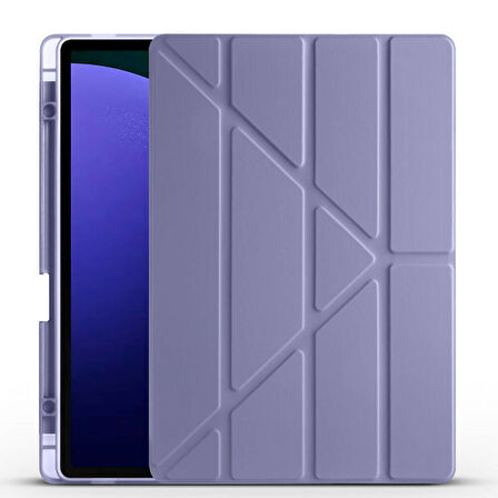 Samsung Galaxy Tab S9 Plus Kılıf Tri Folding Kalem Bölmeli Standlı Kılıf