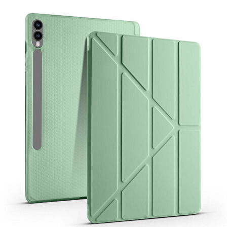 Galaxy Tab S9 FE Plus Kılıf  Uyumlu ​FRMS Tri Folding Kalem Bölmeli Standlı Kılıf-Lacivert