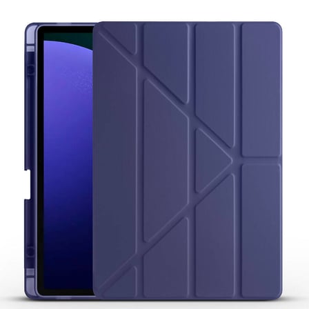 Galaxy Tab S9 FE Plus Kılıf  Uyumlu ​İNC Tri Folding Kalem Bölmeli Standlı Kılıf-Lacivert