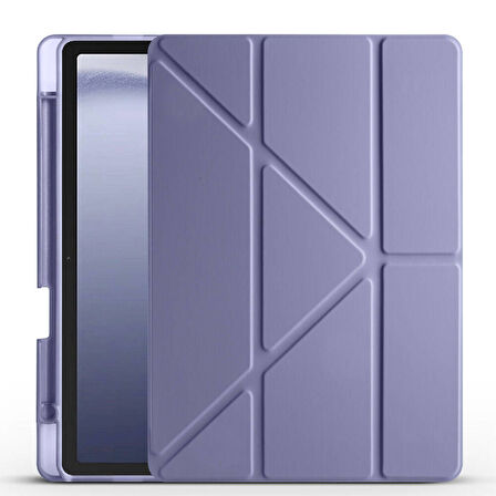 Samsung Galaxy Tab A9 Plus Kılıf Tri Folding Kalem Bölmeli Standlı Kılıf