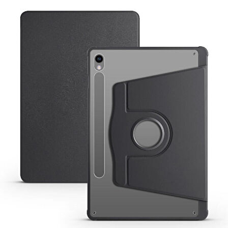 Galaxy Tab S9 Kılıf ​ARTH Termik Kalem Bölmeli Dönebilen Standlı Kılıf - Siyah