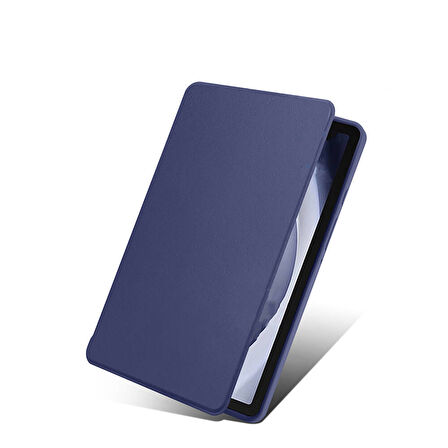 Galaxy Tab A9 Kılıf Uyumlu ​MKST Termik Kalem Bölmeli Dönebilen Standlı Kılıf-Lacivert