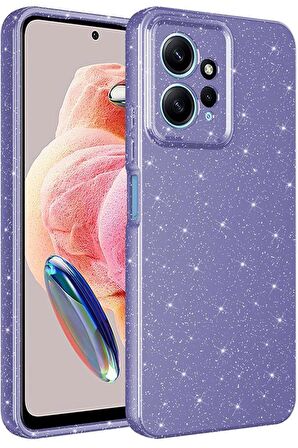 Xiaomi Redmi Note 12 4G Kılıf Kamera Korumalı Simli Parıltılı Lüks Silikon