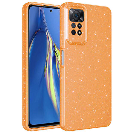 Xiaomi Redmi Note 12 Pro 4G Kılıf Kamera Korumalı Simli Lüks Zore Koton Kapak-Turuncu