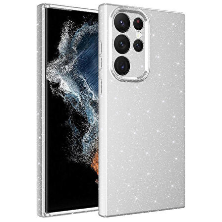 Galaxy S22 Ultra Kılıf Kamera Korumalı Simli Lüks Koton Kılıf