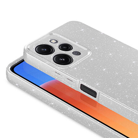 Xiaomi Redmi 12 Kılıf Kamera Korumalı Simli Lüks Zore Koton Kapak-Gümüş