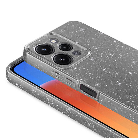Xiaomi Redmi 12 Kılıf Kamera Korumalı Simli Lüks Zore Koton Kapak-Gümüş