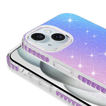 iPhone 15 Uyumlu Parlak Renk Geçişli Zore Velle Kapak-Pembe