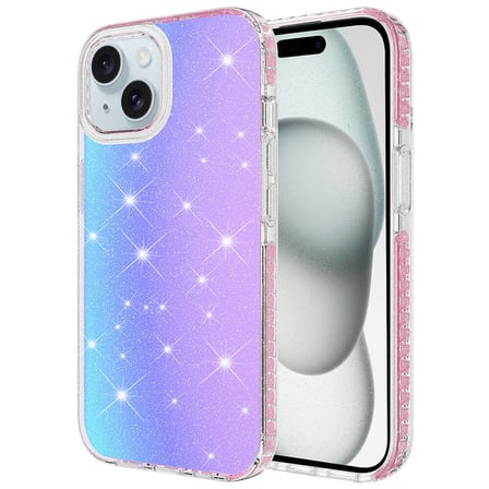 iPhone 15 Uyumlu Parlak Renk Geçişli Zore Velle Kılıf-Pembe